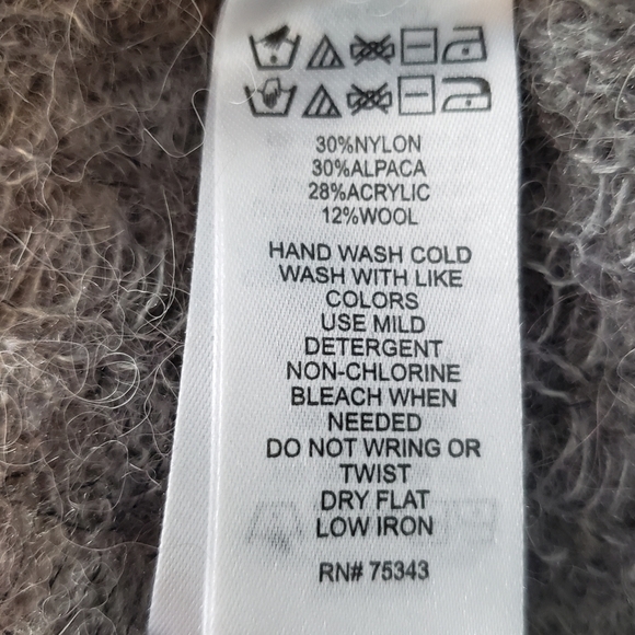 Gray Alpaca Wool Open Front Sweater Large - Picture 11 of 12